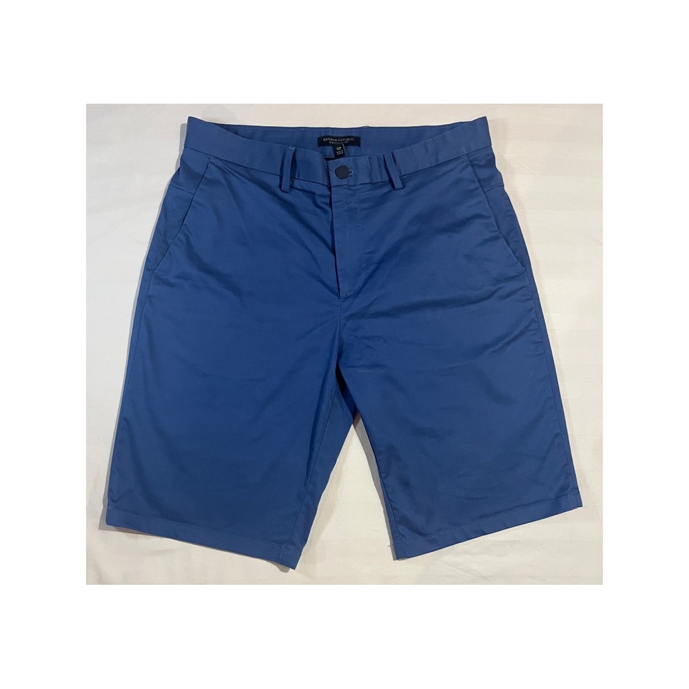 Banana Republic Emerson Shorts Mens‎ 32 Blue Flat Front Chino Straight Leg